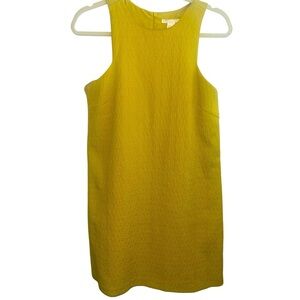 H&M Mustard Yellow Textured Shift Dress Retro Mod Style, Size 10